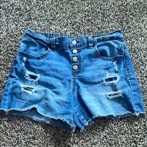 Wonder Nation Button Fly Distressed Denim Shorts